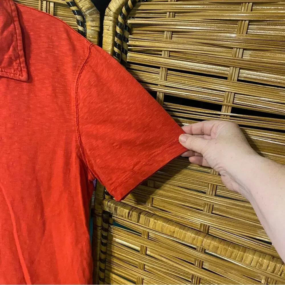 True Religion Vibrant Red Polo Shirt for Men large slub cotton casual